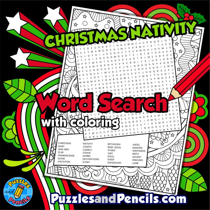Nativity Word Search Puzzle Activity Page With Coloring Christmas Wordsearch Made By Teachers