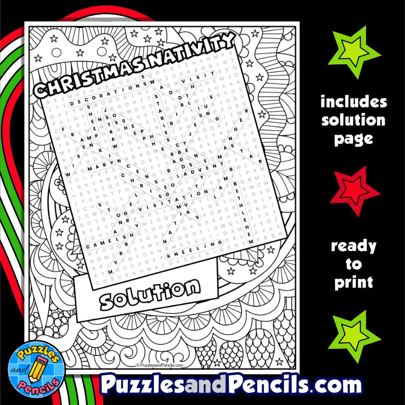 Nativity Word Search Puzzle Activity Page With Coloring Christmas Wordsearch Made By Teachers