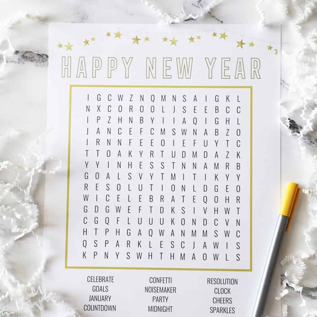 New Year s Eve Word Search Pretty Providence