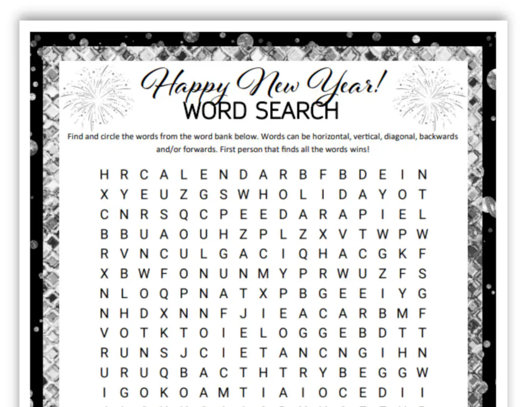 new year s printable word search etsy
