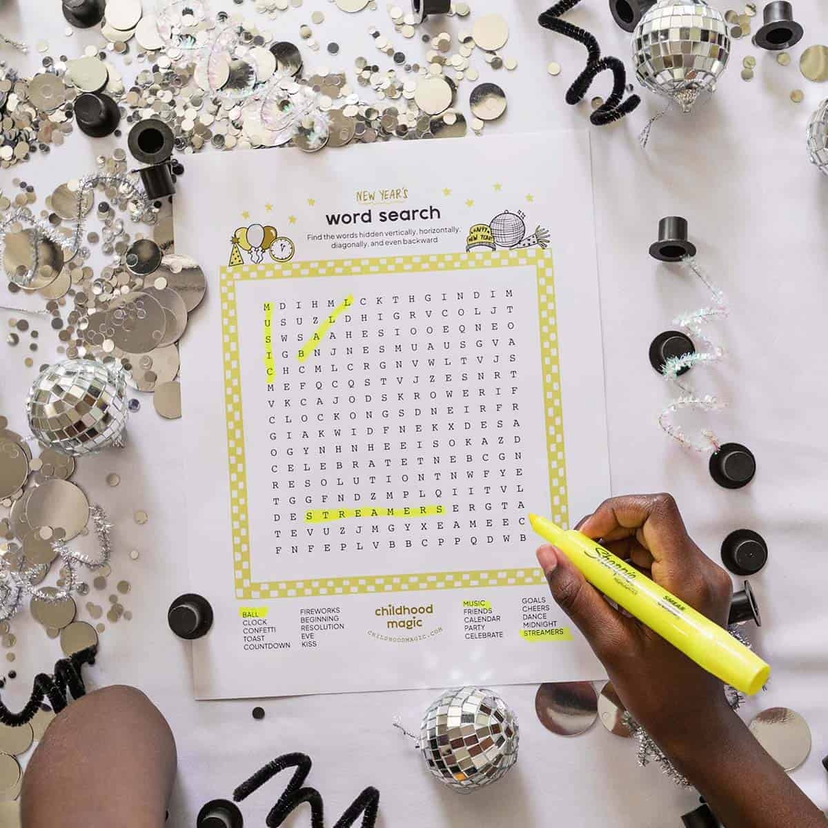 new year s word search childhood magic