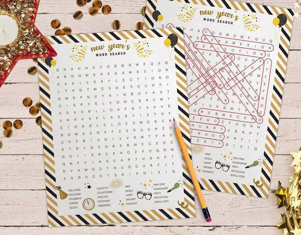New Year Word Search Free