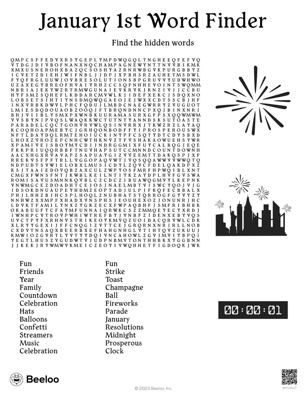 New Year themed Word Searches Beeloo Printable Crafts And Activities For Kids