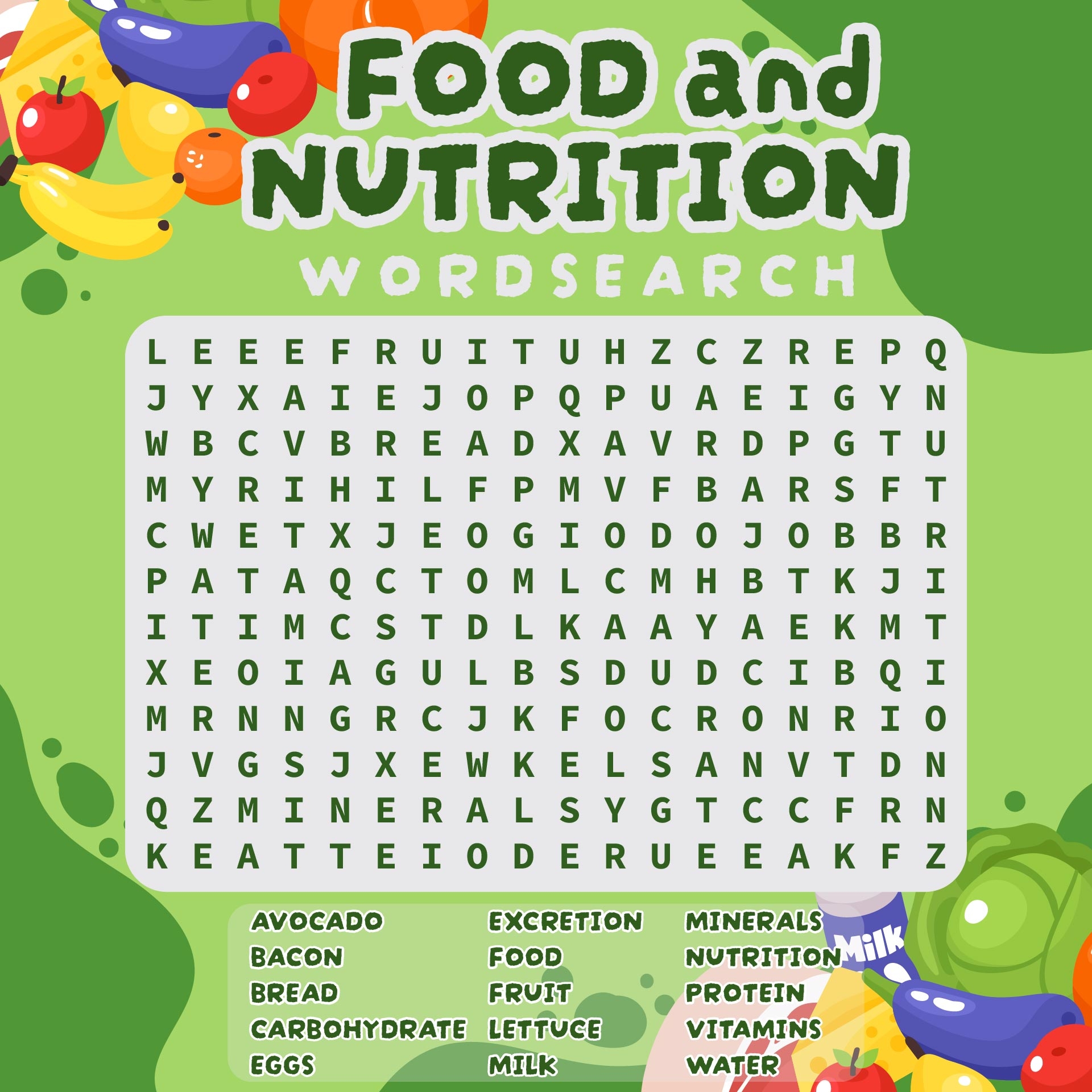 Nutrition Puzzles Word Search 10 Free PDF Printables Printablee