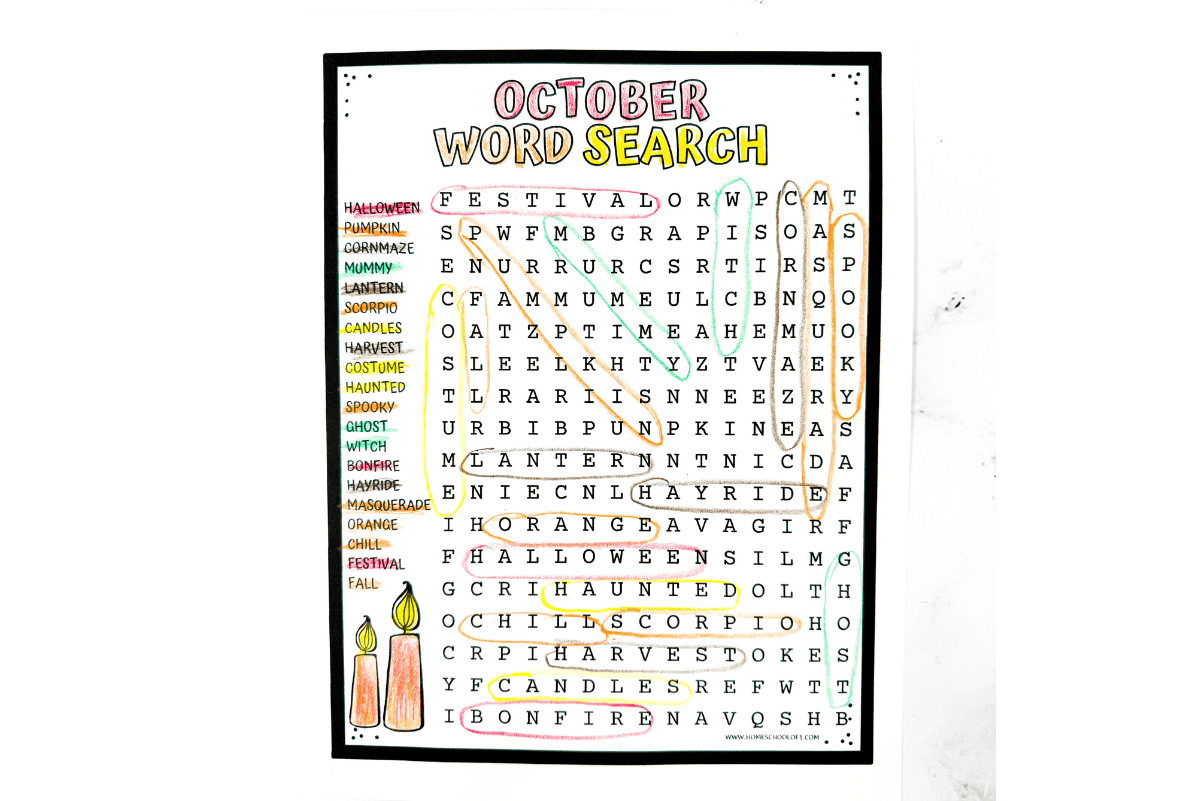 October Word Search Puzzle