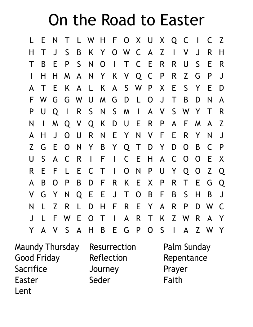 On The Road To Easter Word Search WordMint