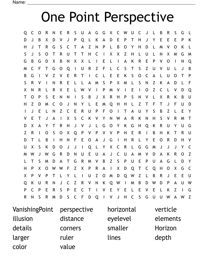 One Point Perspective Word Search WordMint
