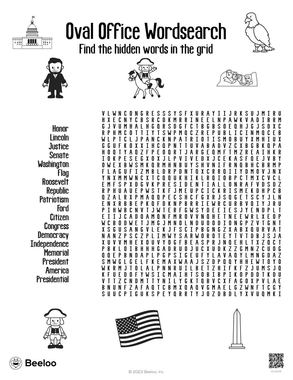 Oval Office Wordsearch Beeloo Printable Crafts And Activities For Kids