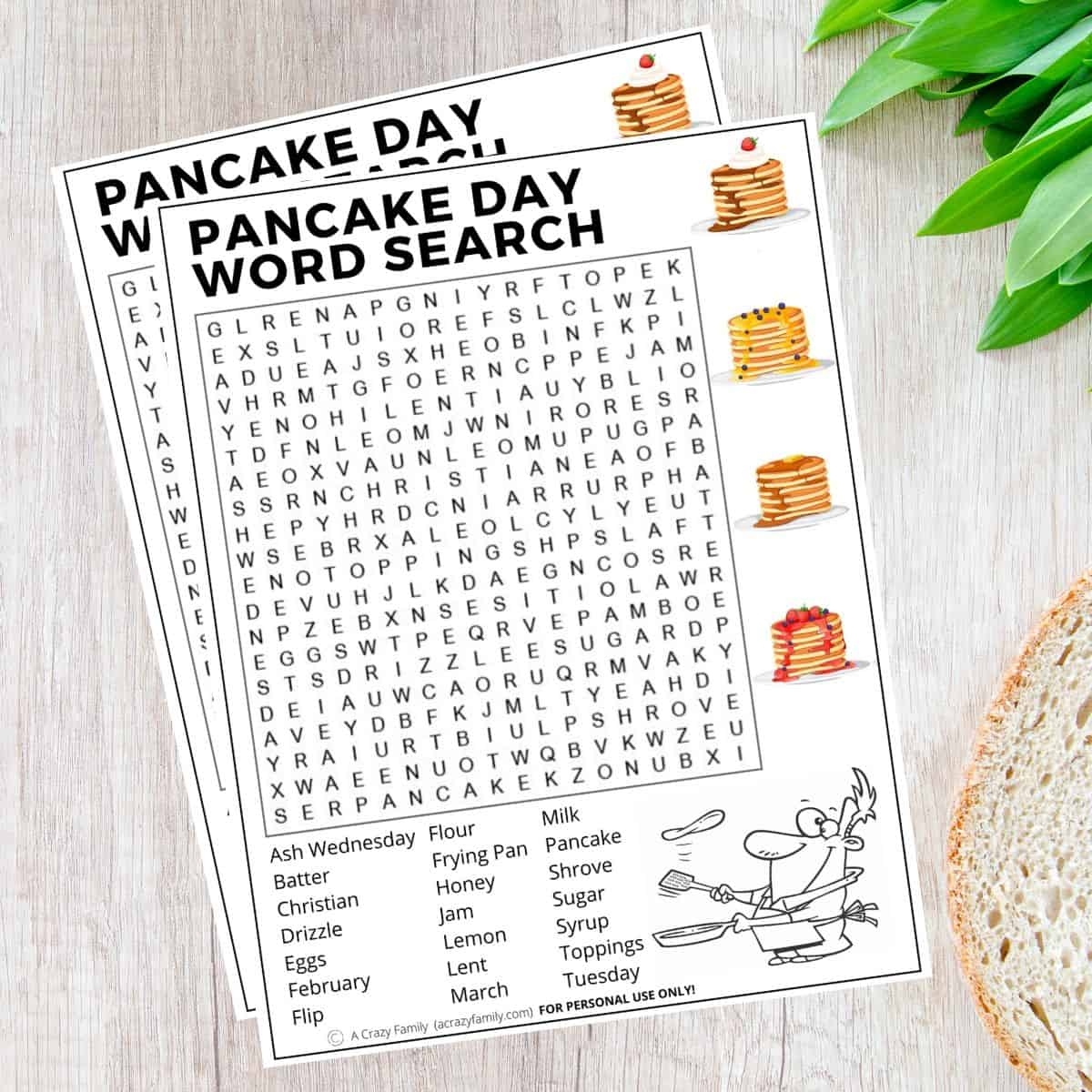 Pancake Day Word Search Printable A Crazy Family