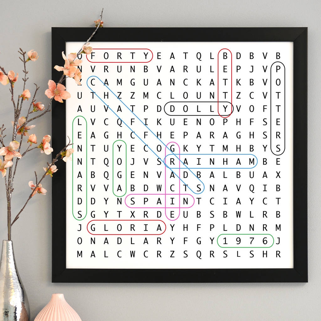 Personalised Word Search Art By Cherry Pete