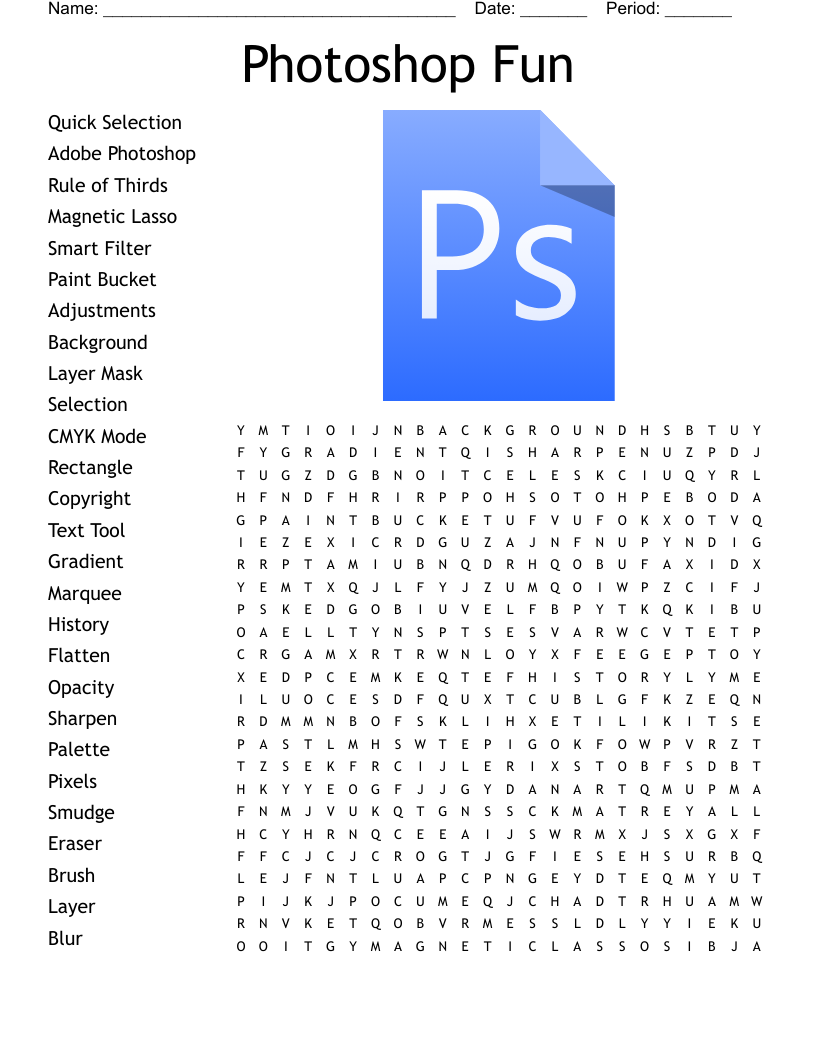 Photoshop Fun Word Search WordMint