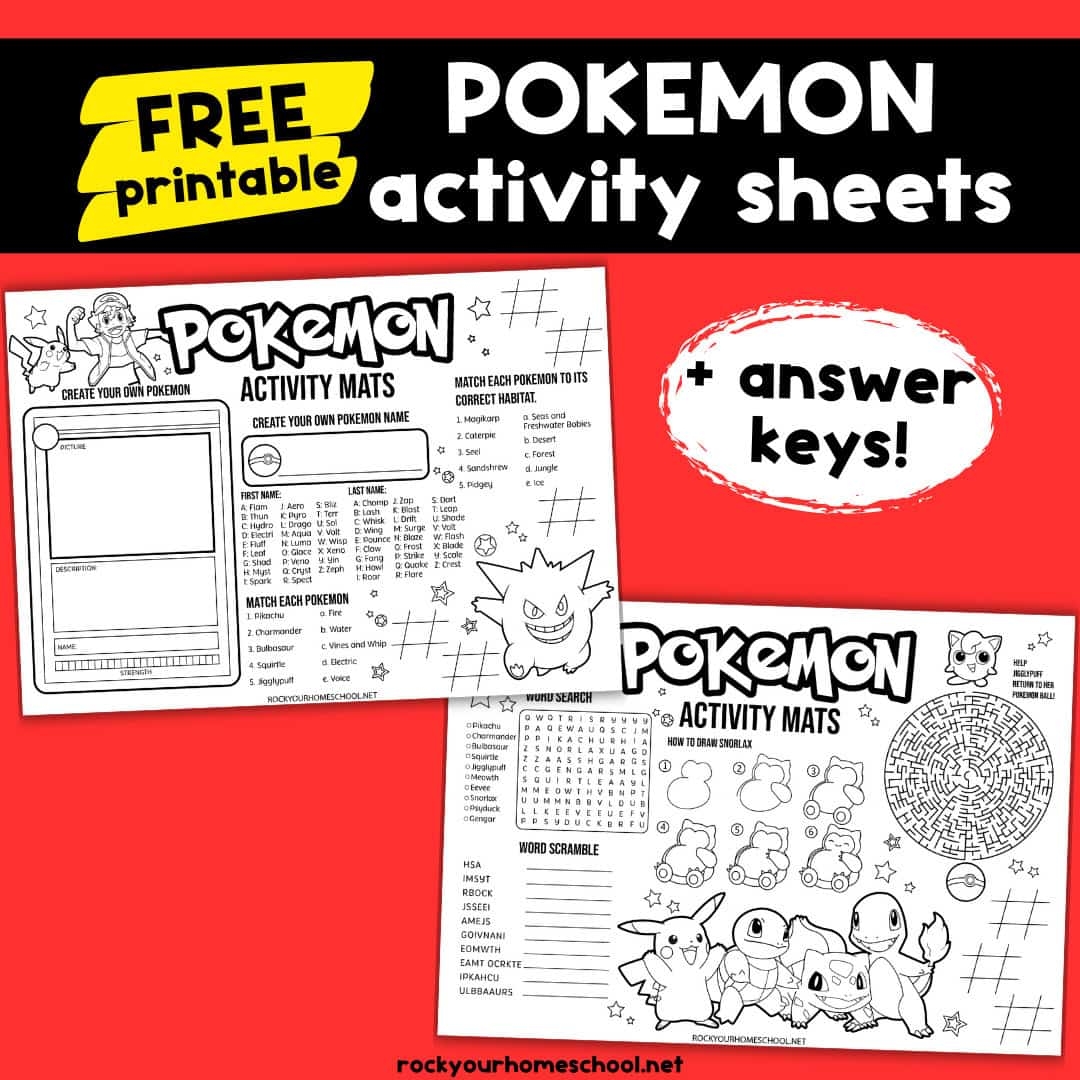 Pokemon Activity Sheets Rock Your Homeschool