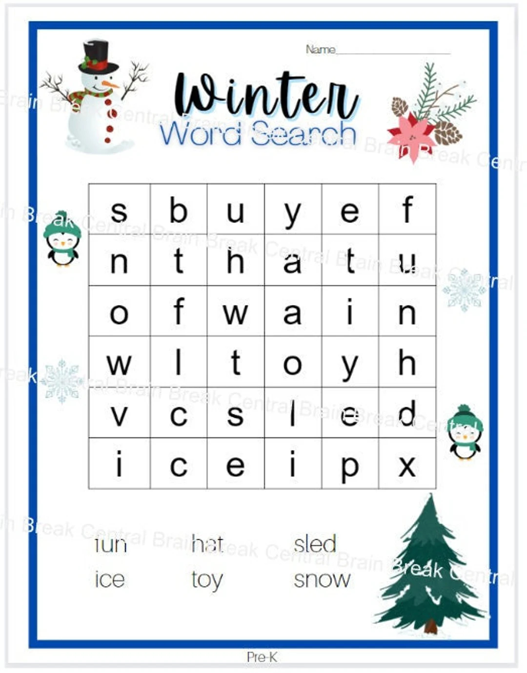 Winter Word Search Printable For Kids