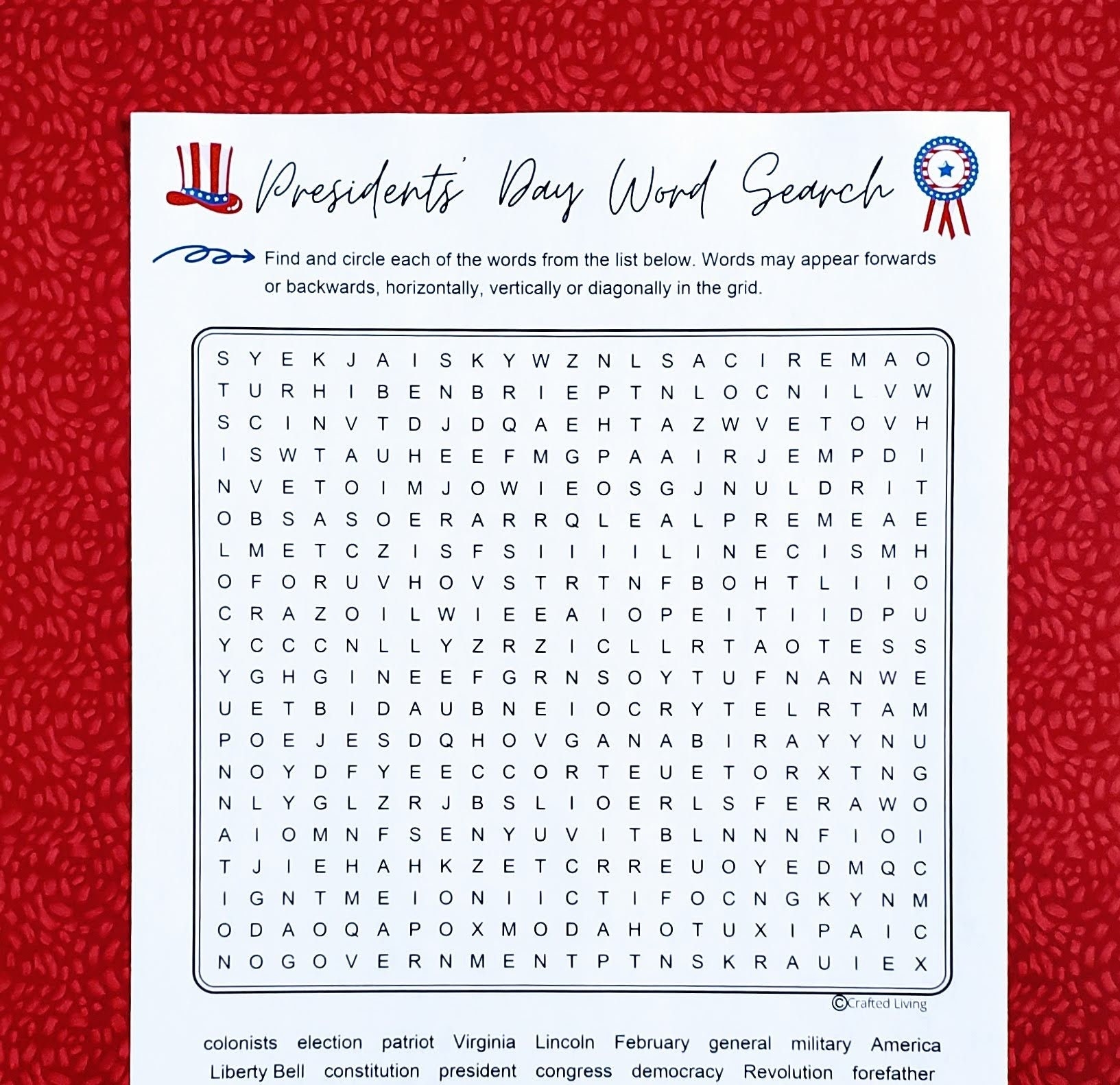 Presidents Day Printable Word Search Holiday Word Puzzle Party Worksheets Library