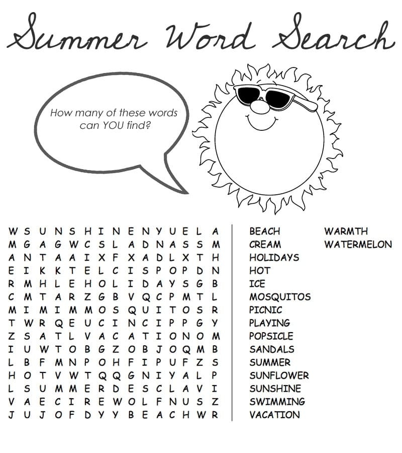 Word Search Coloring Page
