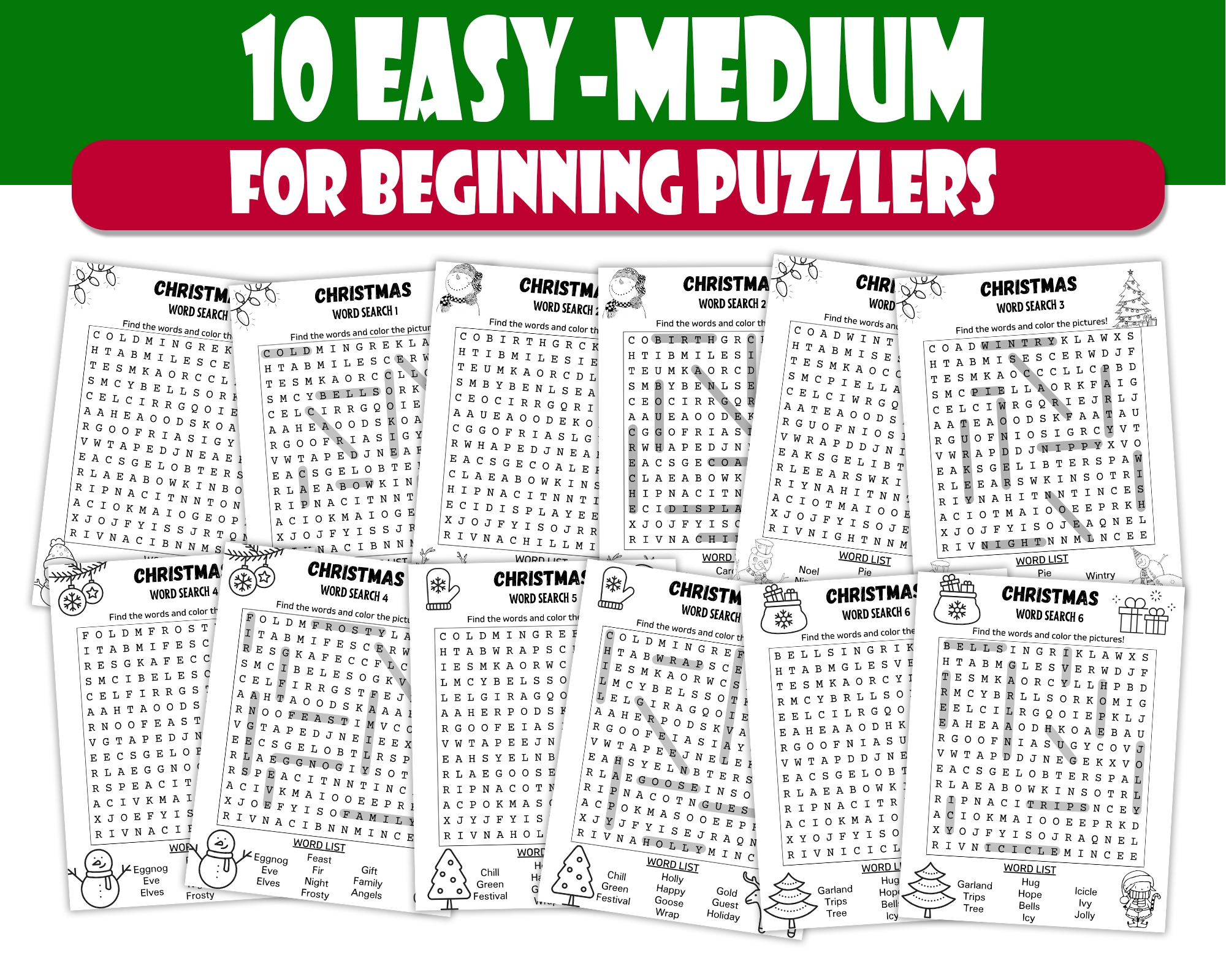 Printable 20 Christmas Word Search Puzzle For Kids PDF Fun Christmas Party Game Kids Word Search Made By Teachers