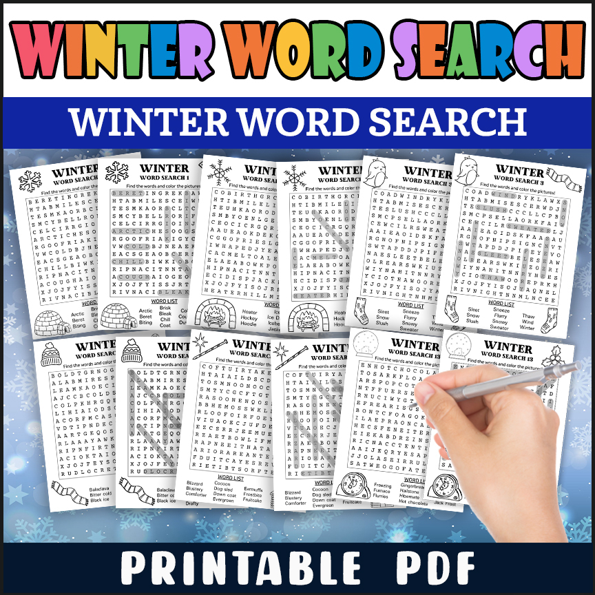 printable 20 winter word search puzzle for kids pdf fun winter