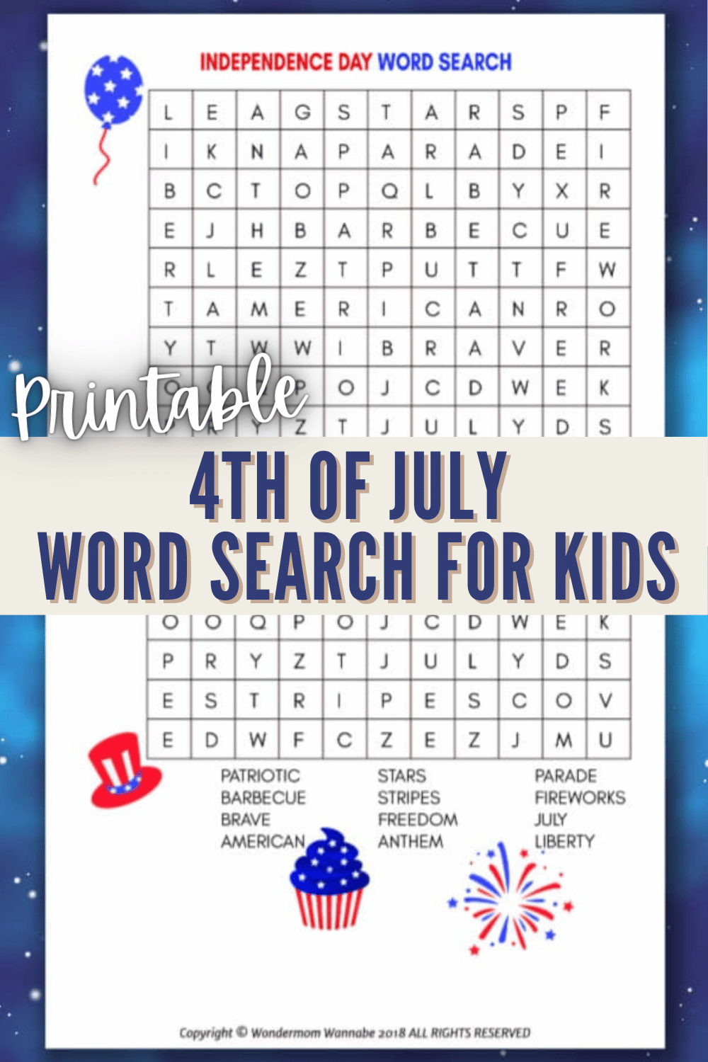 Printable 4th Of July Word Search For Kids