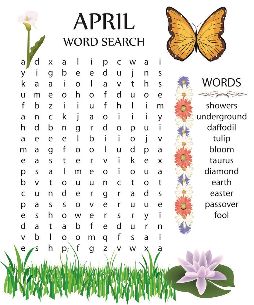 printable april word search activity shelter