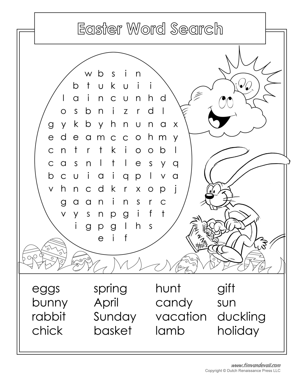 Free Printable April Word Search
