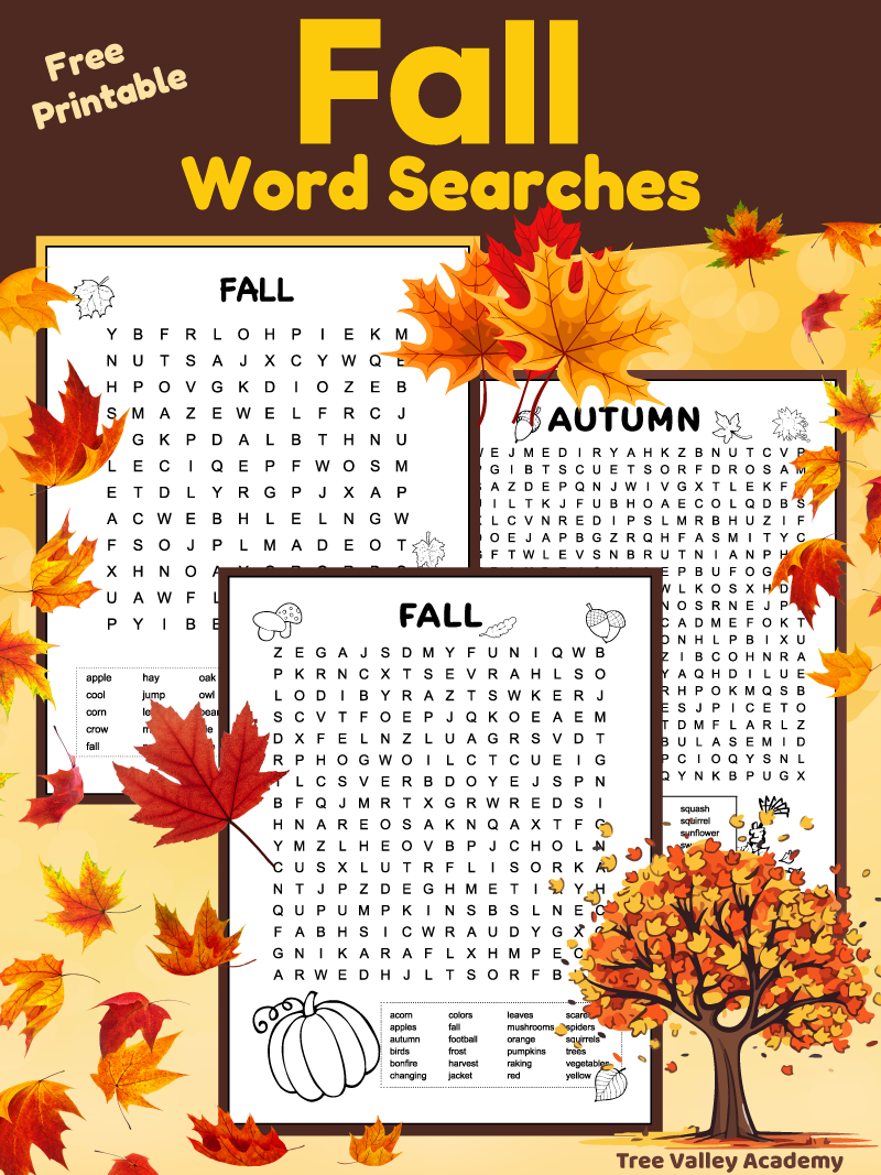 Autumn Word Search Printable