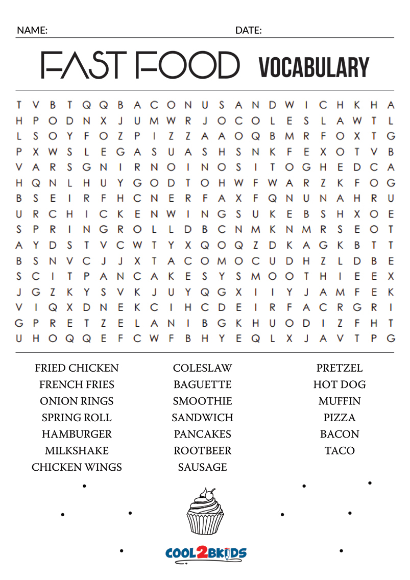 printable food word search cool2bkids