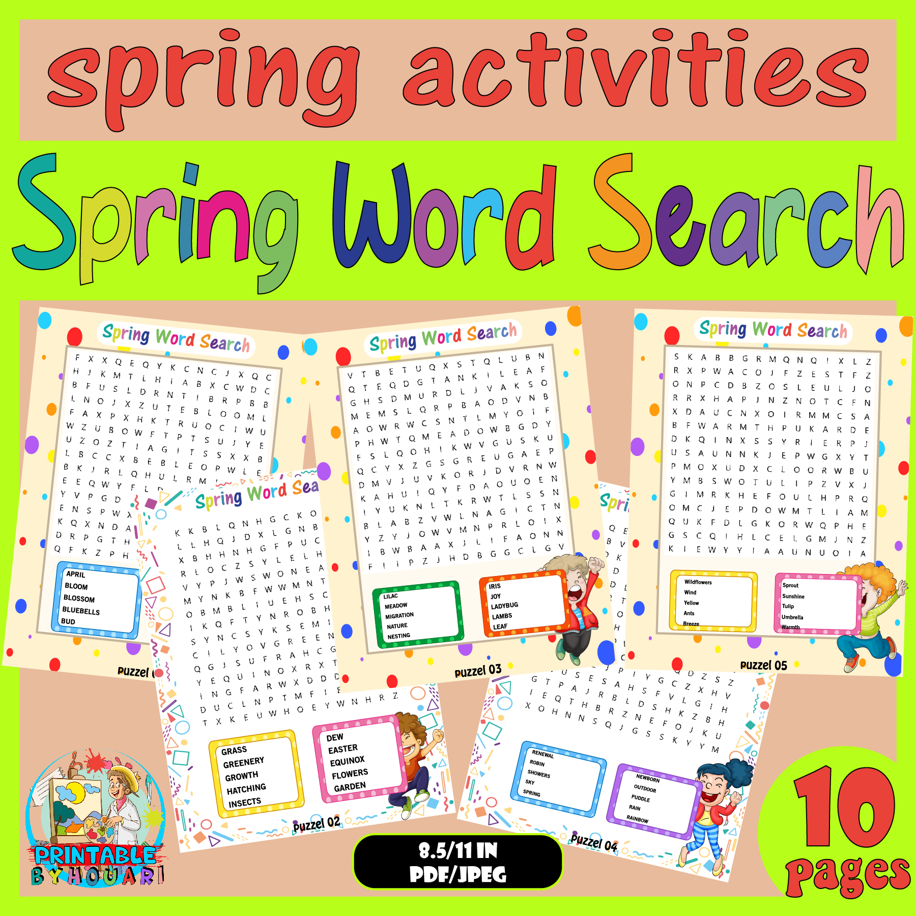 printable spring word search worksheets april puzzle activities made by teachers
