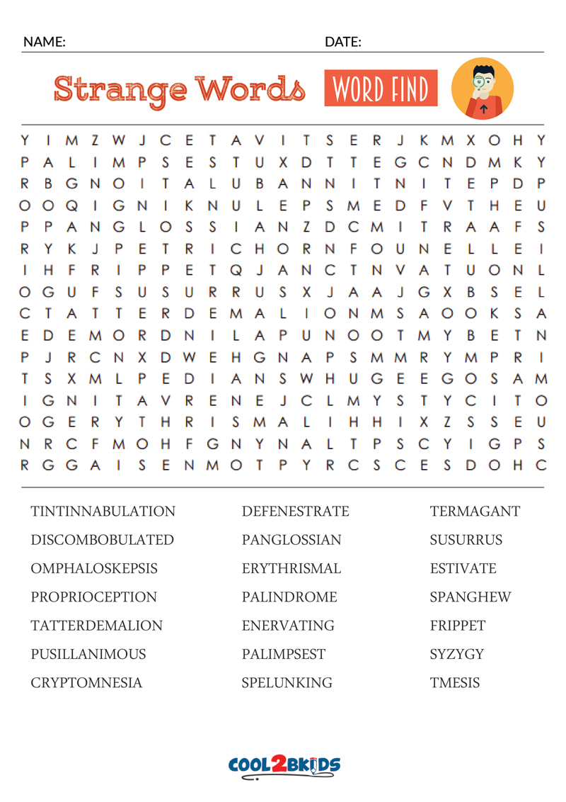 Printable Word Search Puzzles For Adults