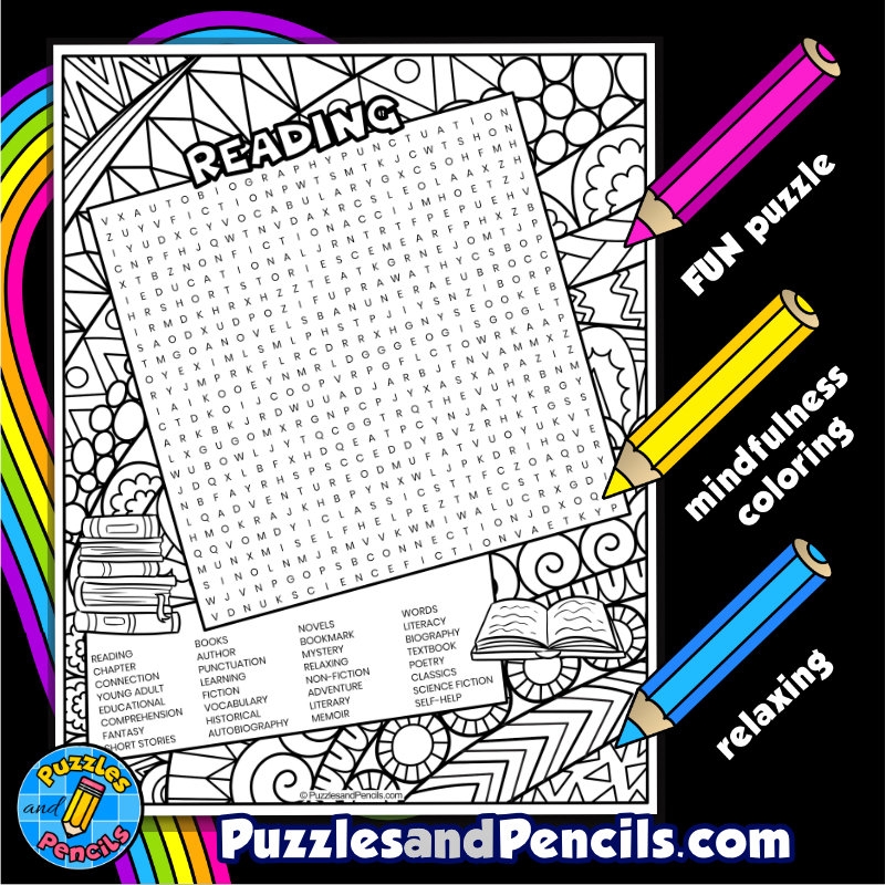 Reading Word Search Puzzle With Coloring Wordsearch Made By Teachers