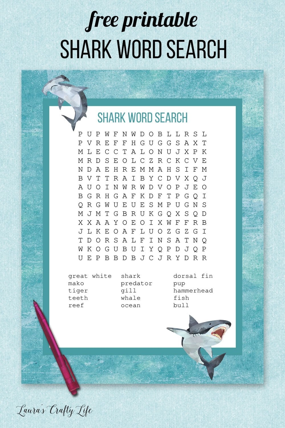 shark word search