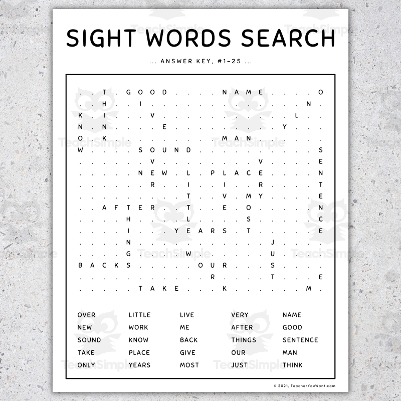Sight Words Games Word Search 2nd 100 Fry Words SET 6 By Teach Simple