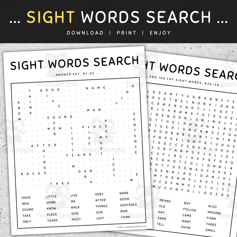 Word Search 100 Words Printable