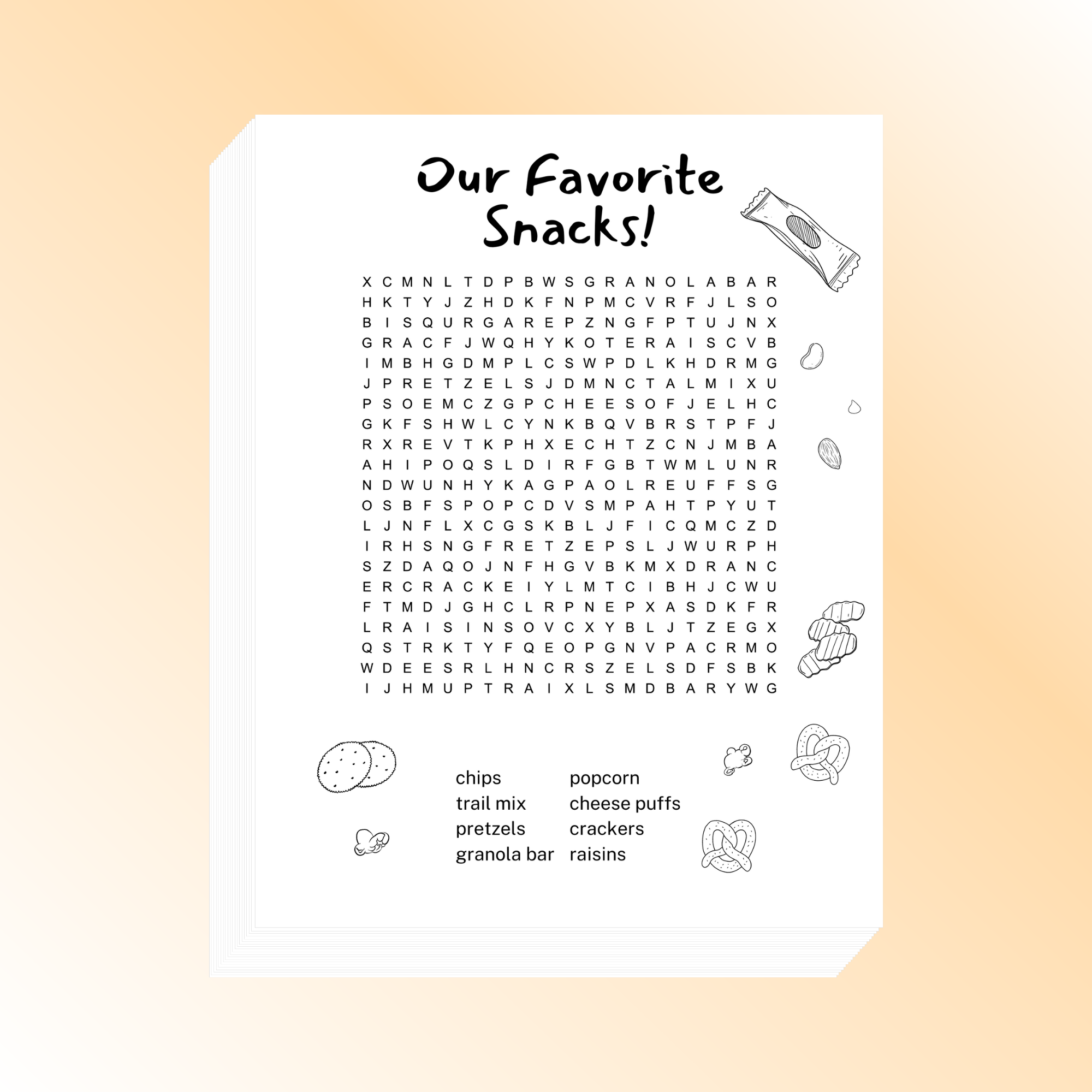 Snacks Word Search Word Search Boss