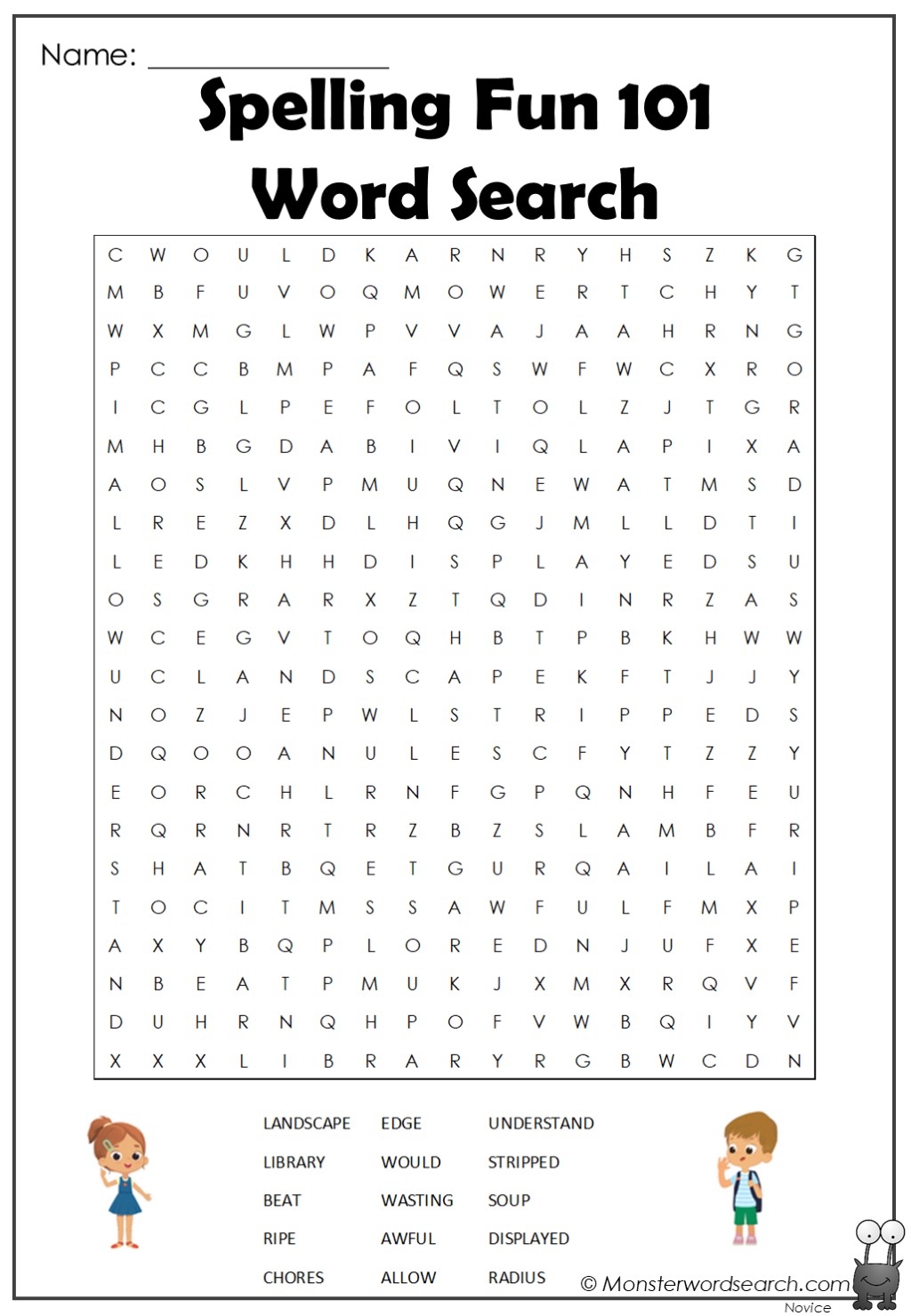 Spelling Fun 101 Word Search Monster Word Search