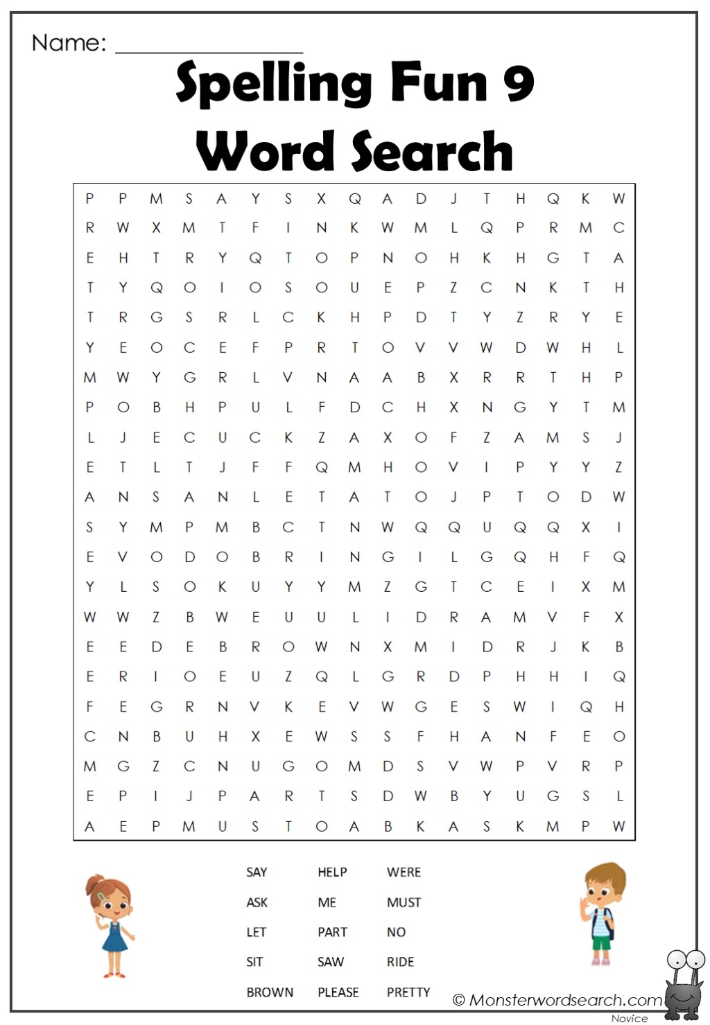 spelling fun 9 word search monster word search worksheets library