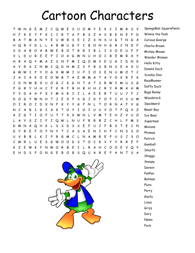Spongebob Squarepants Word Search Printable