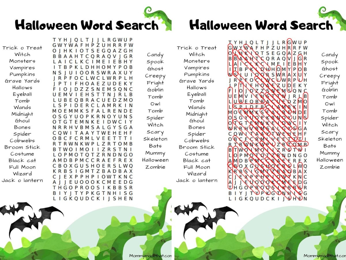 Hard Halloween Word Search Free Printable
