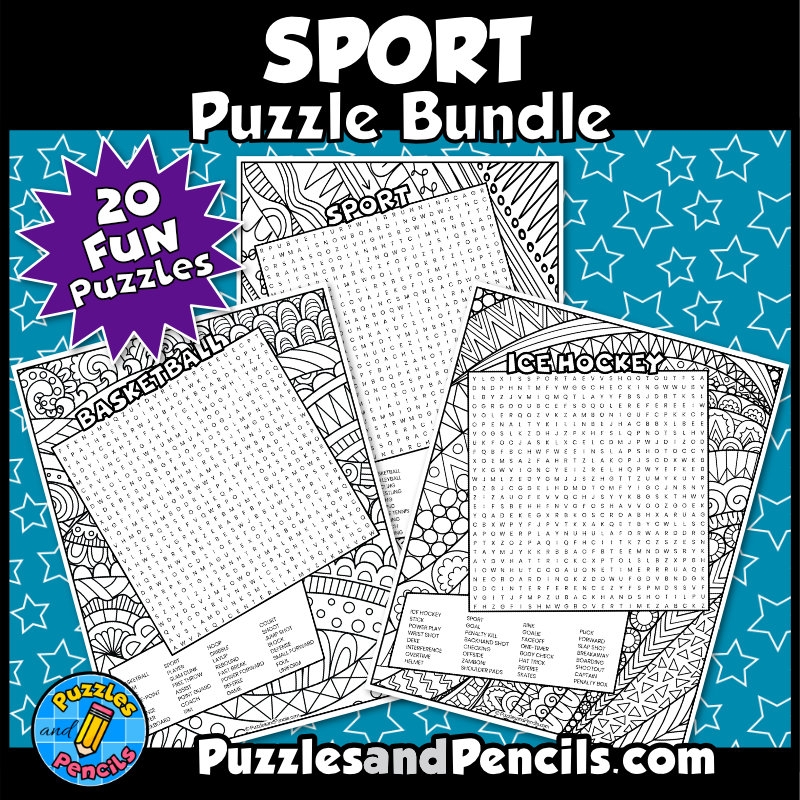 Sport Word Search Puzzle BUNDLE 20 Wordsearch Puzzles Made By Teachers