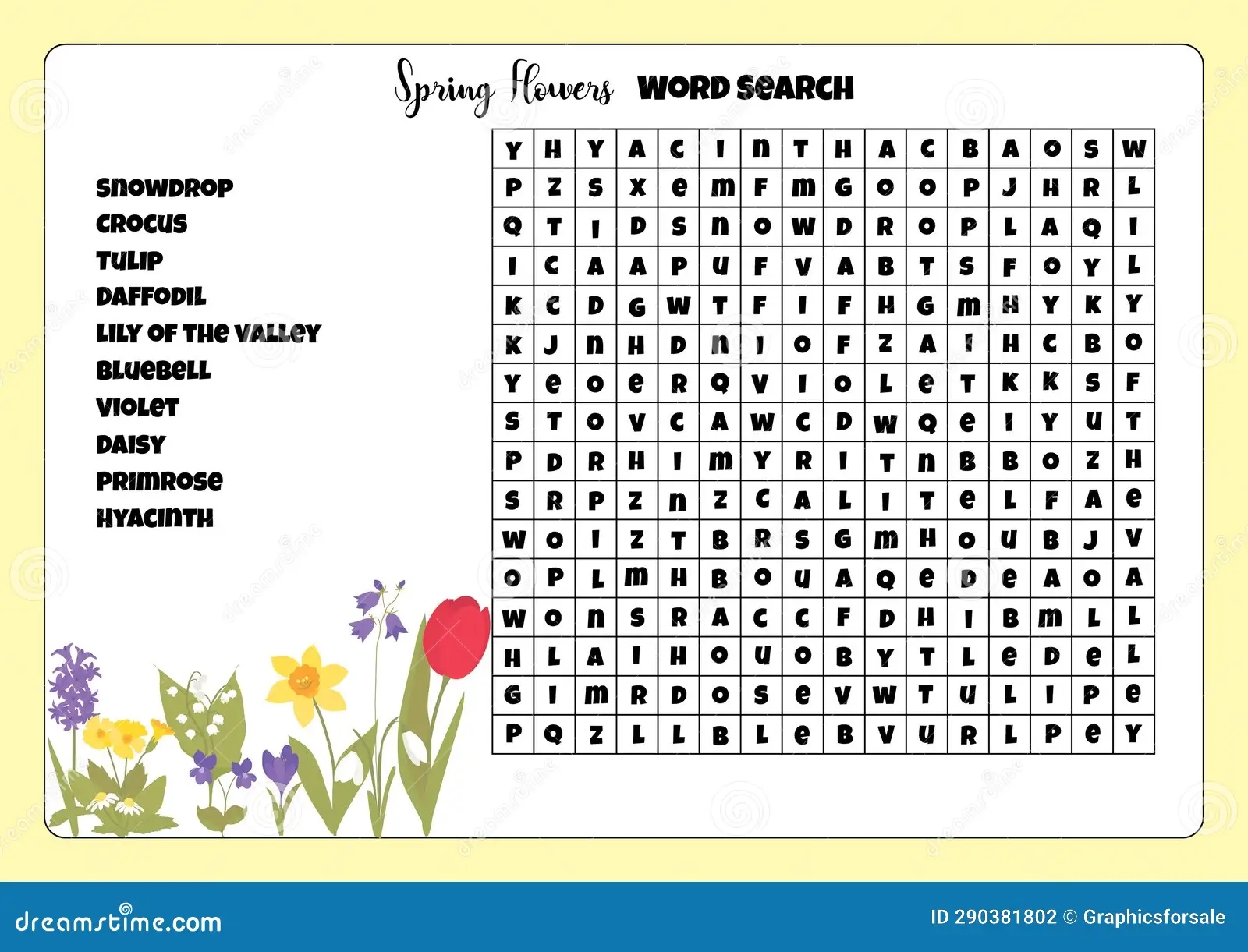 Spring Flower Word Search Printable