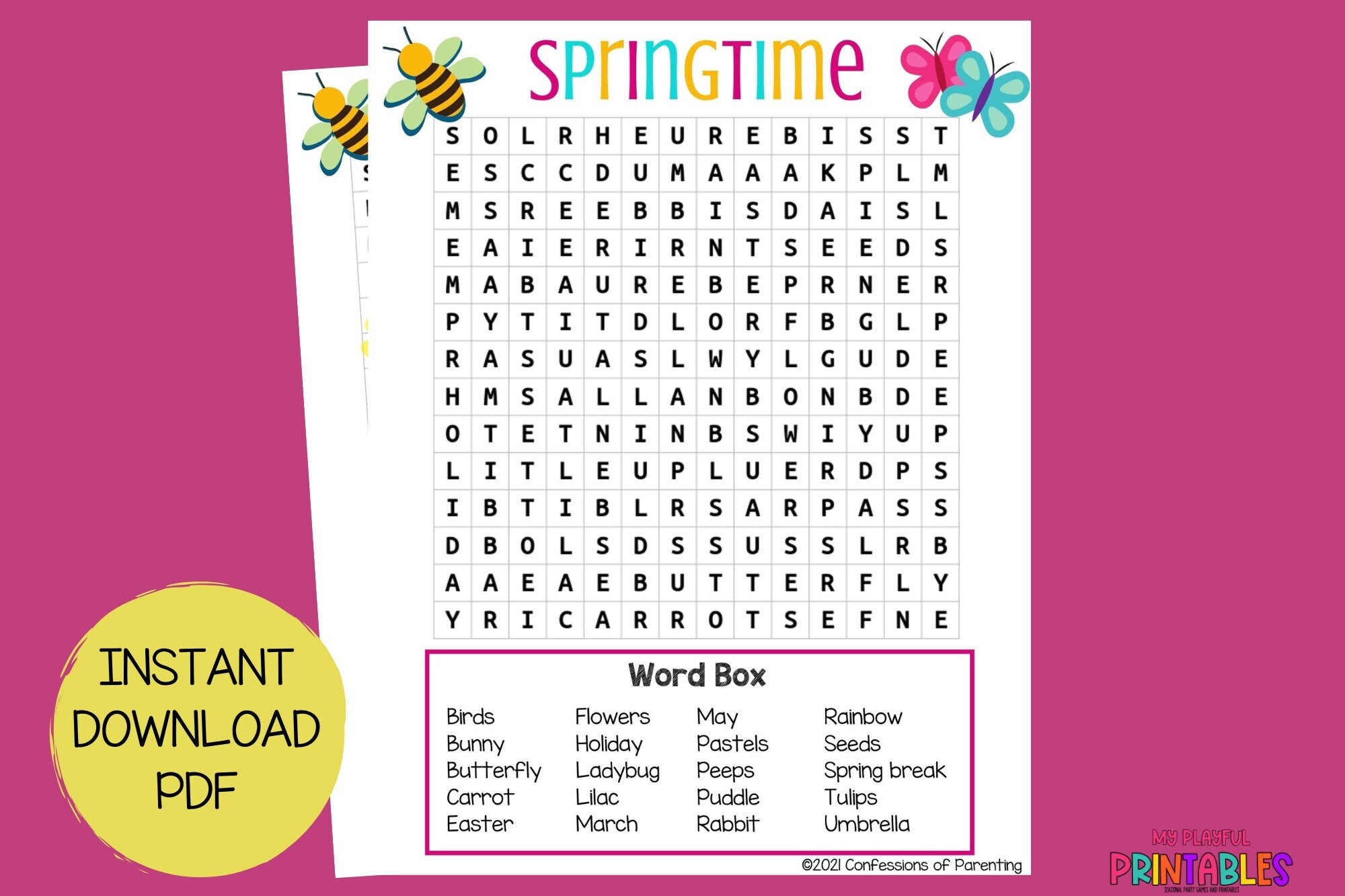 Free Printable Spring Word Search Pdf