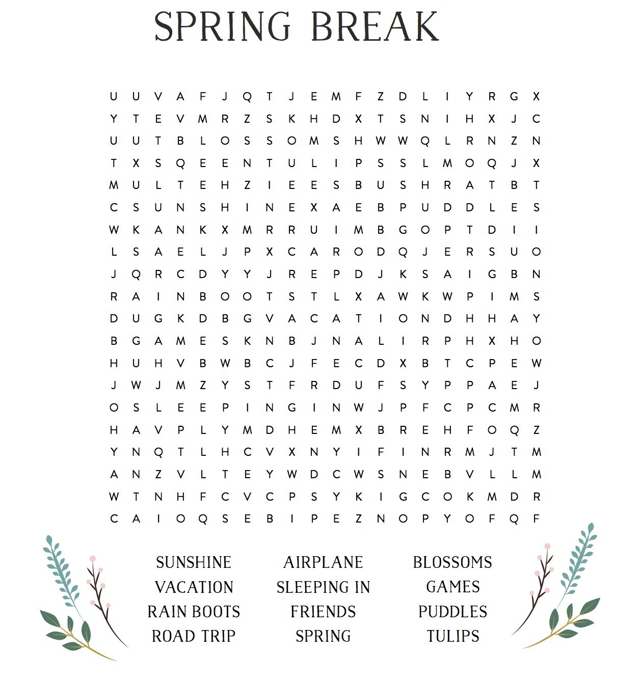 spring word search best coloring pages for kids