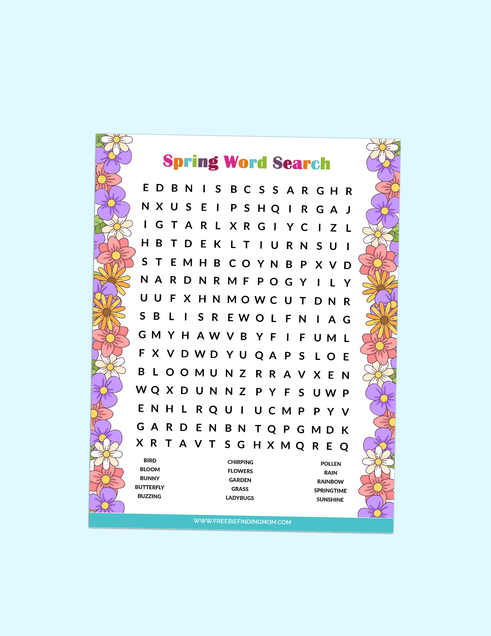 spring word search free printable
