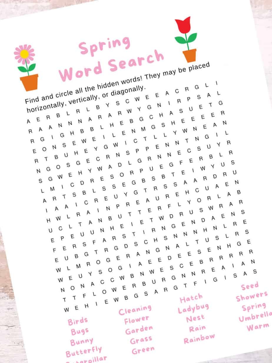 Spring Printable Word Search