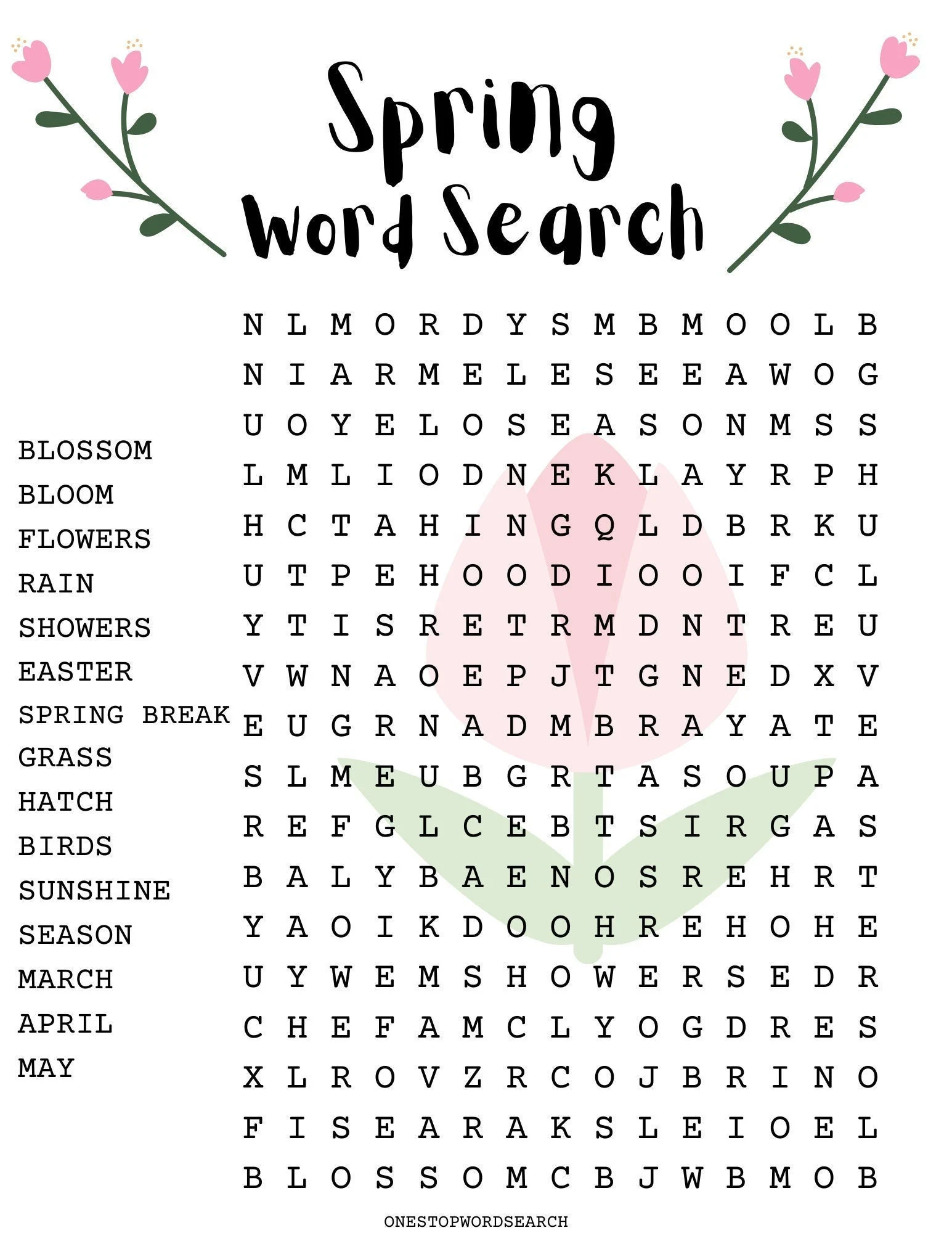 spring word search puzzle family fun activity digital download etsy
