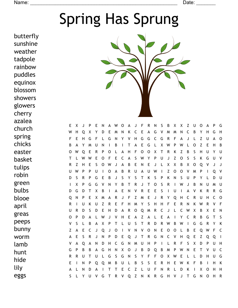 Free Printable Spring Word Searches For Kids