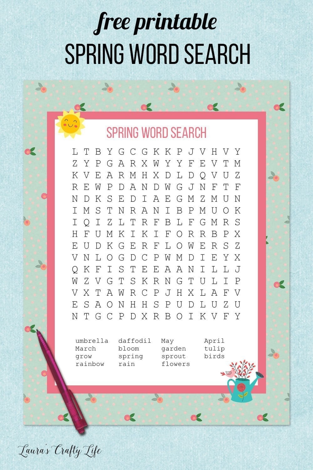 Word Search Printable Free Spring