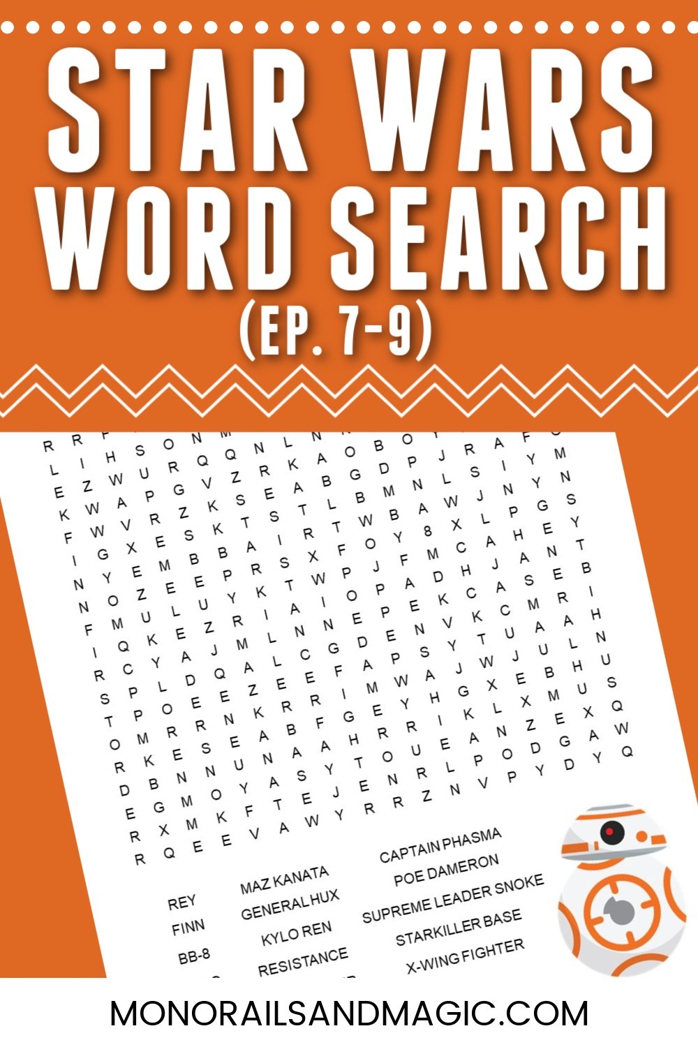 Star Wars Word Search Episodes 7 9 Monorails And Magic