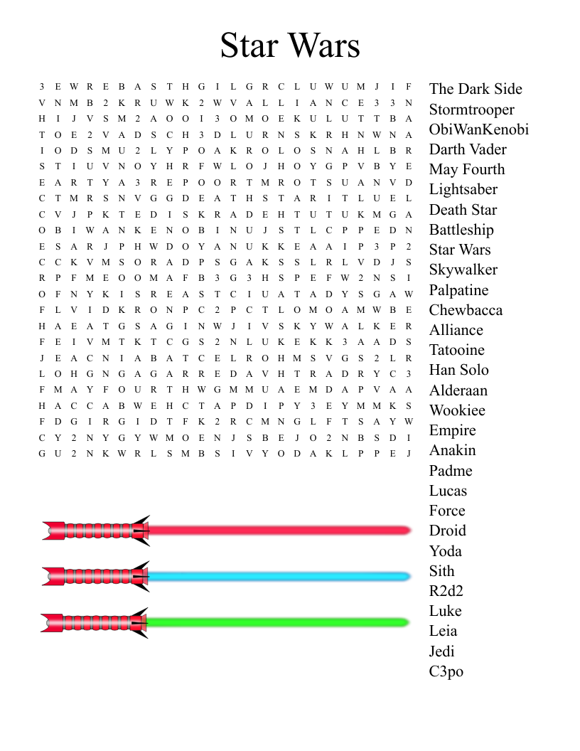 Printable Word Searches Star Wars