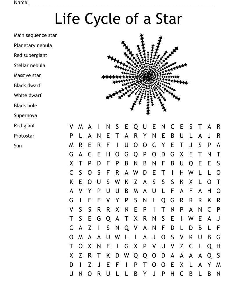 Stars And Galaxies Word Search WordMint