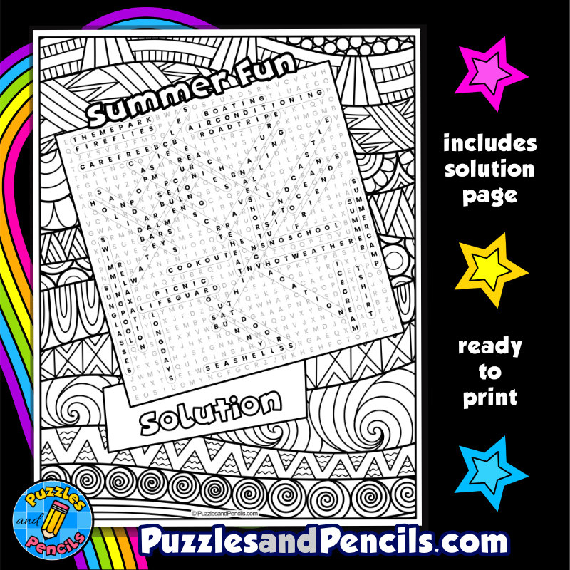 Summer Word Search Printable Fun